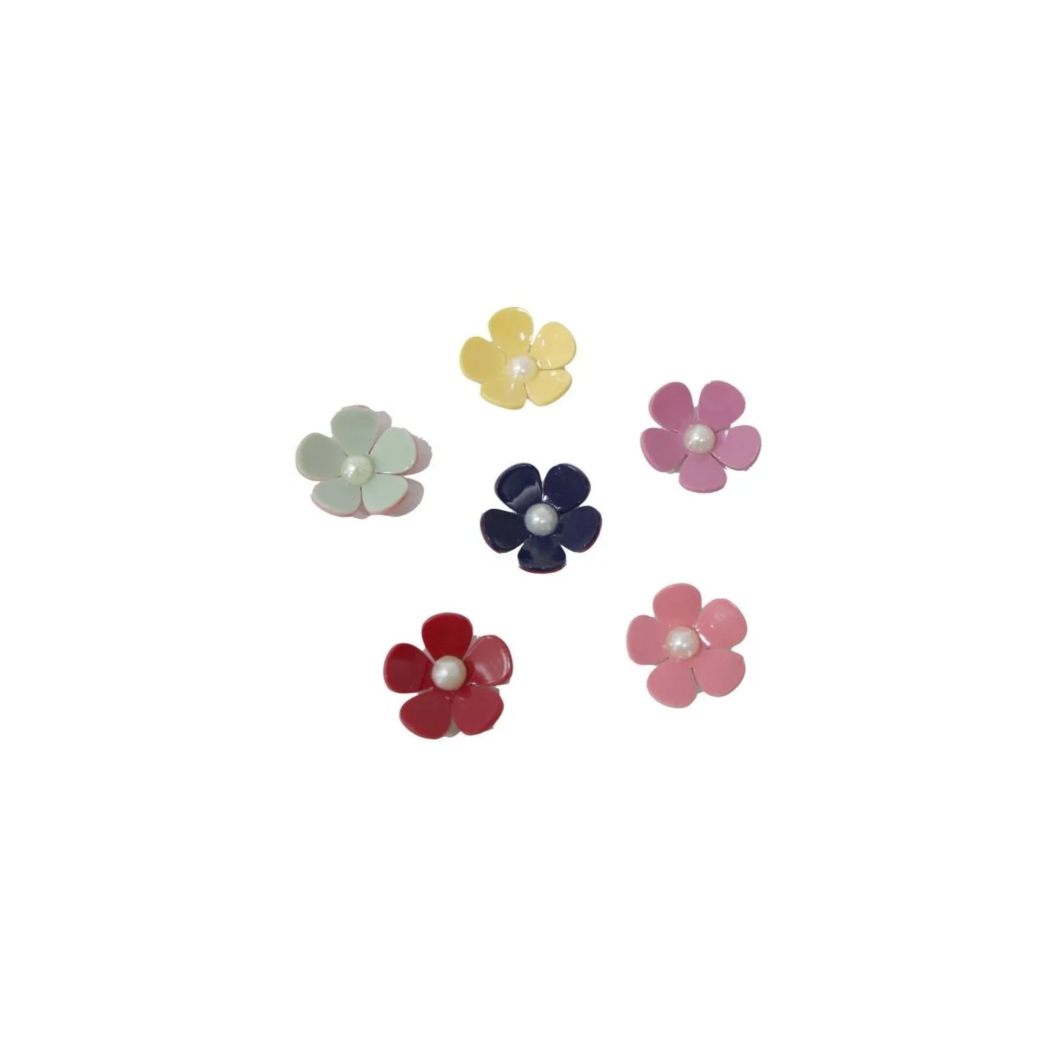 🌸 3D Acrylic Floral Cabochons for DIY Crafts & Decor! Pink, Navy, Light Gray, Dark Red, 35mm 🎨