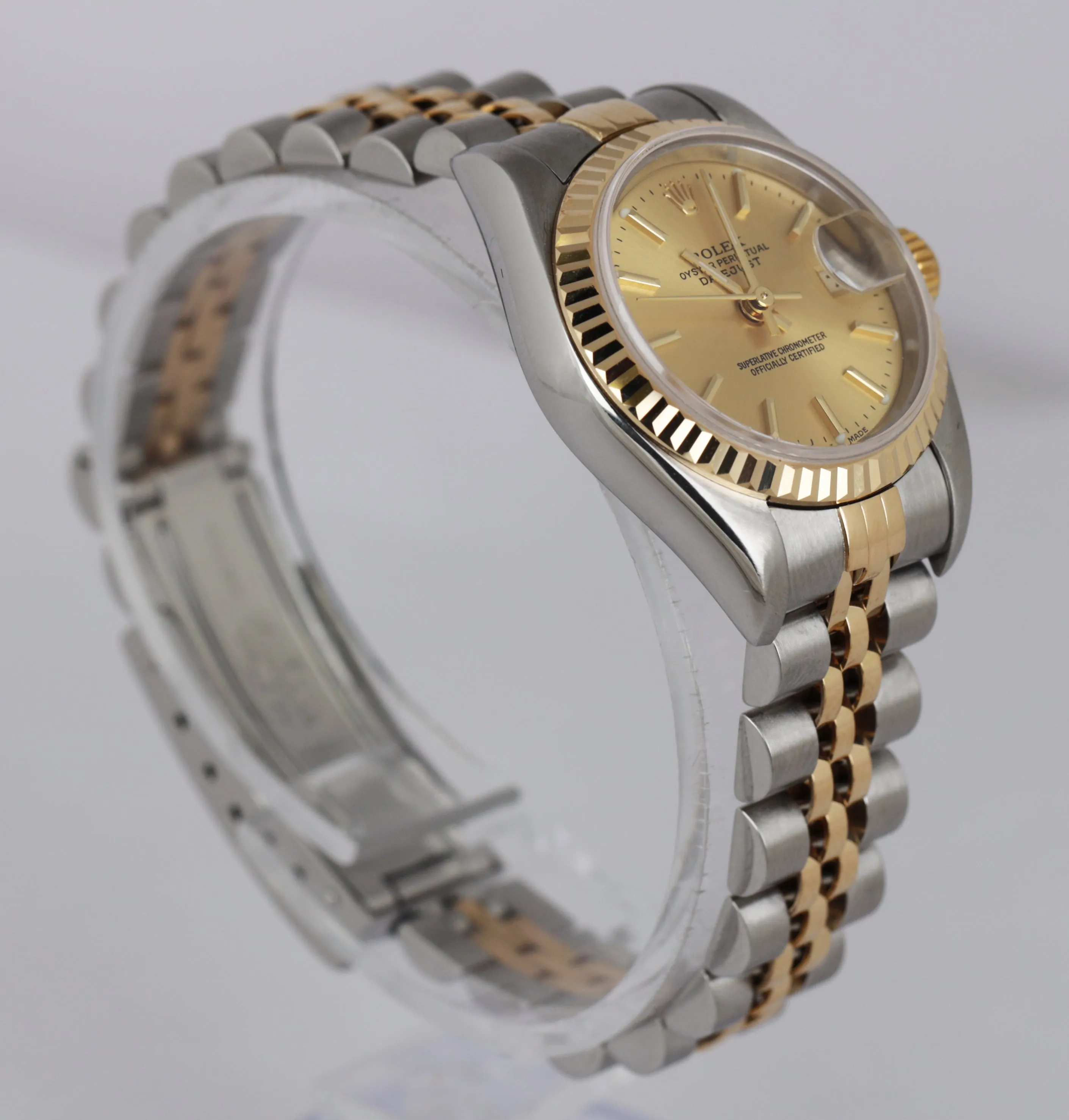 2001 Ladies Rolex DateJust 79173 18K Gold 26mm Champagne Two-Tone Jubilee Stick