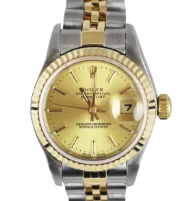 2001 Ladies Rolex DateJust 79173 18K Gold 26mm Champagne Two-Tone Jubilee Stick