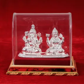 (3 in) Silver Lakshmi and Ganesh Idol (Big) (110 Grams)