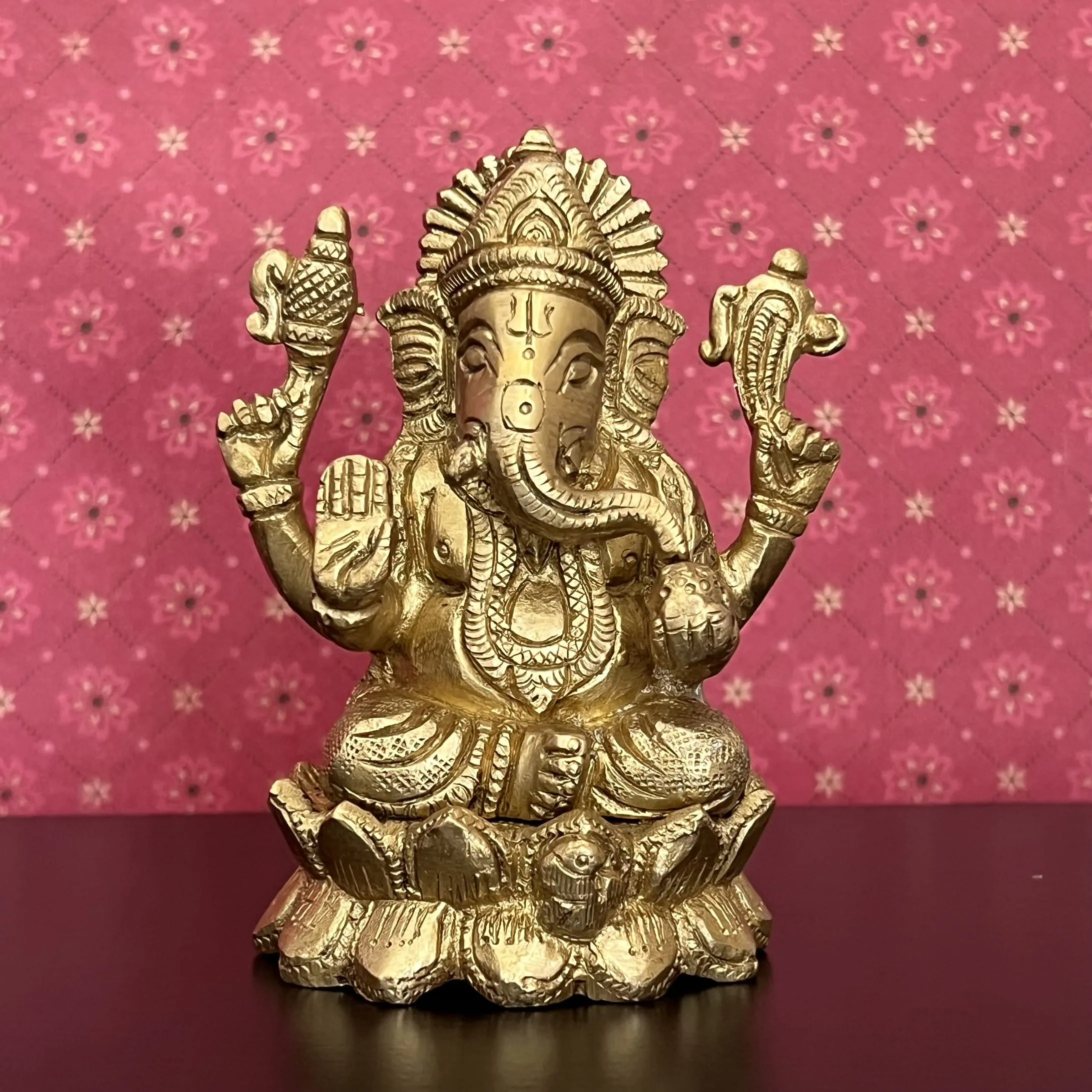 4 inches Lord Ganesh Brass Idol - Ganpati Decorative Statue for Home Decor