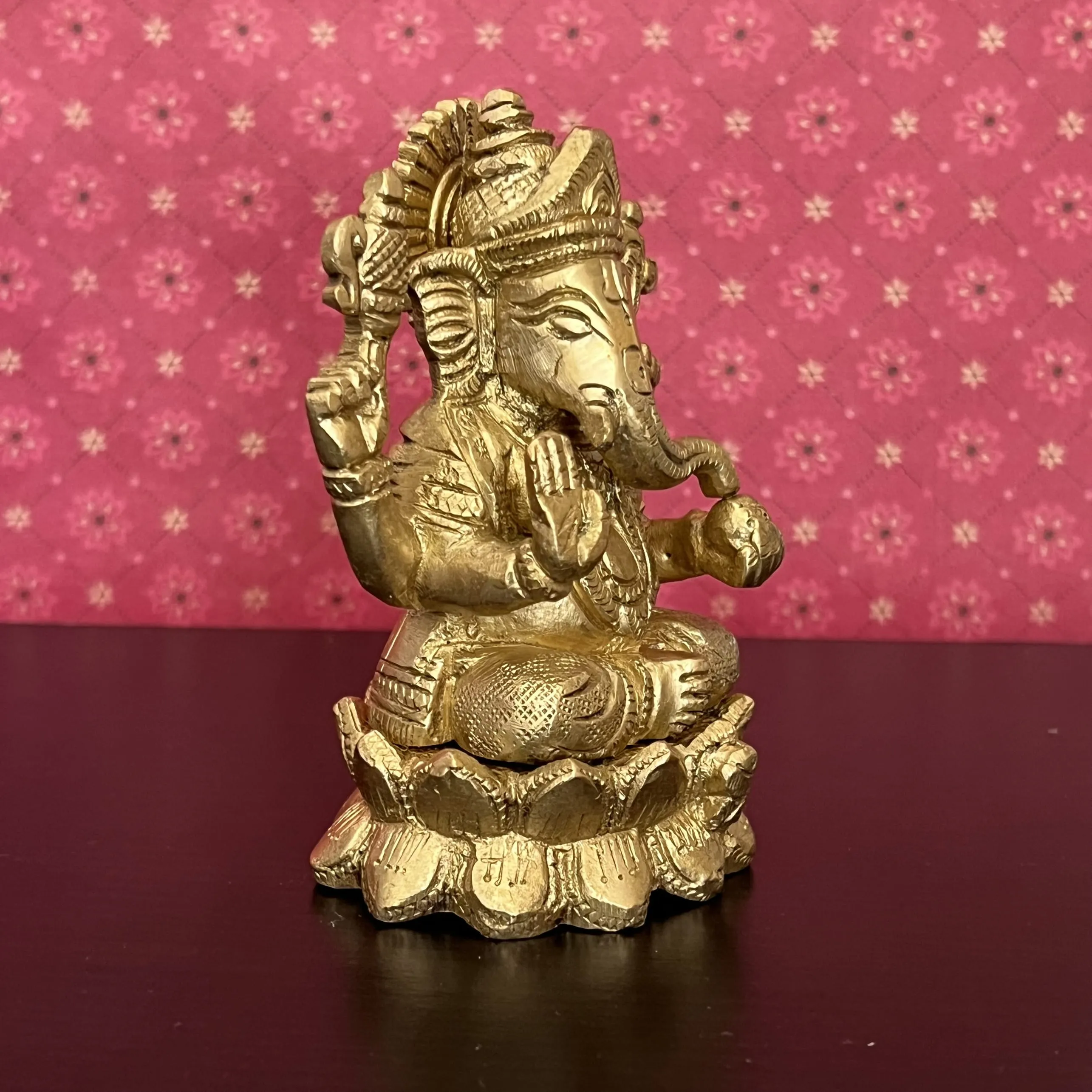 4 inches Lord Ganesh Brass Idol - Ganpati Decorative Statue for Home Decor