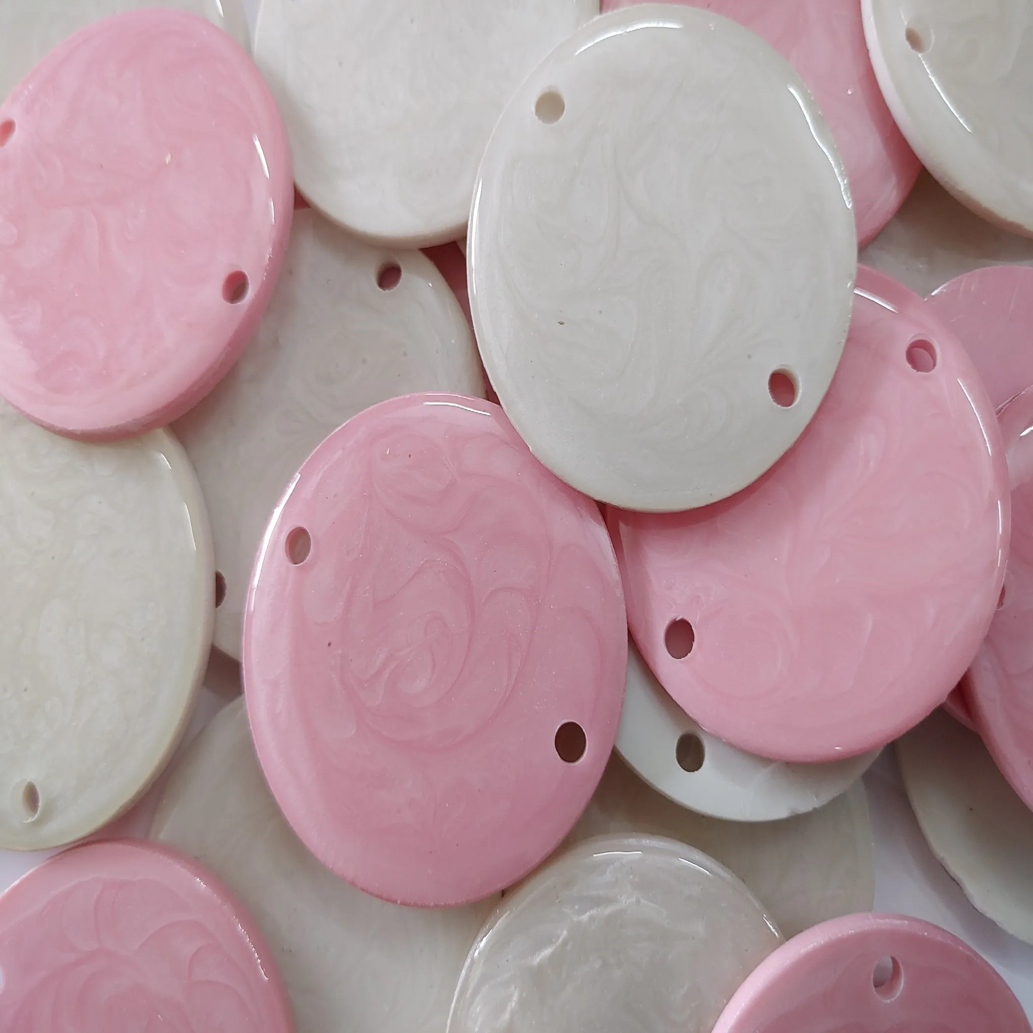 🌸50Pcs Resin Round 45mm Discs - Perfect for Craft Jewelry & Decor! Pink | White 🌈