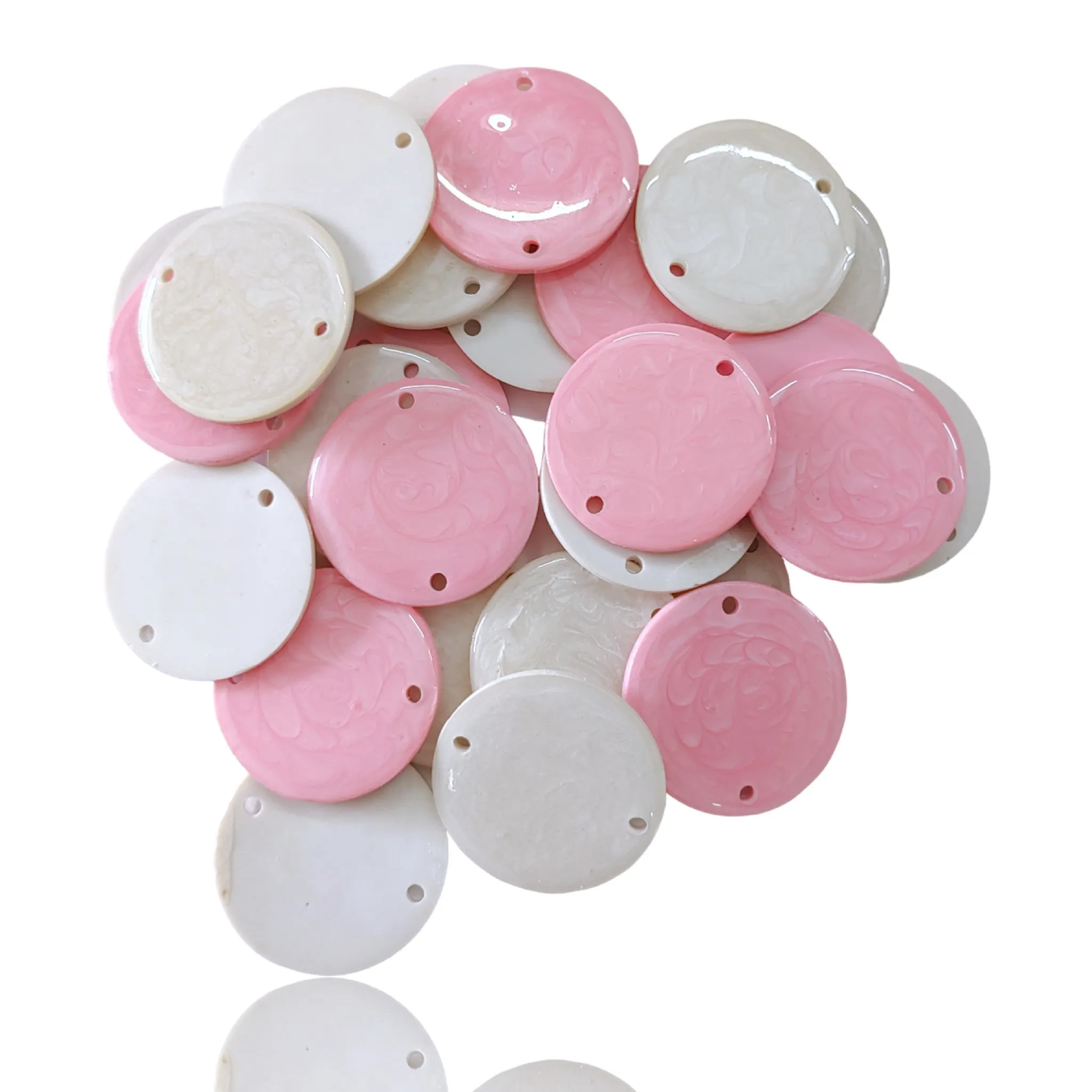 🌸50Pcs Resin Round 45mm Discs - Perfect for Craft Jewelry & Decor! Pink | White 🌈