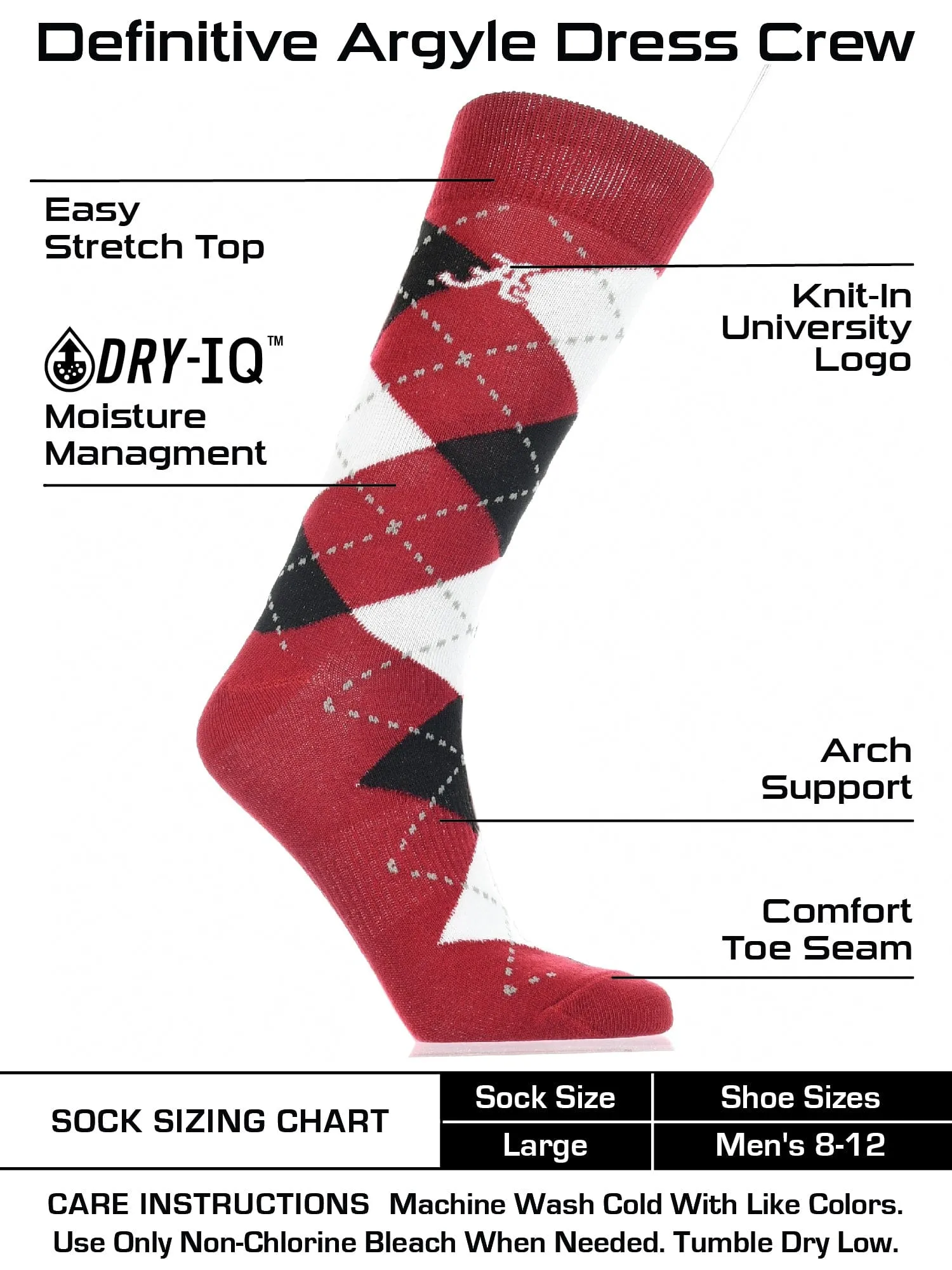 Alabama Crimson Tide Argyle Dress Socks NCAA Fanwear Crew Length