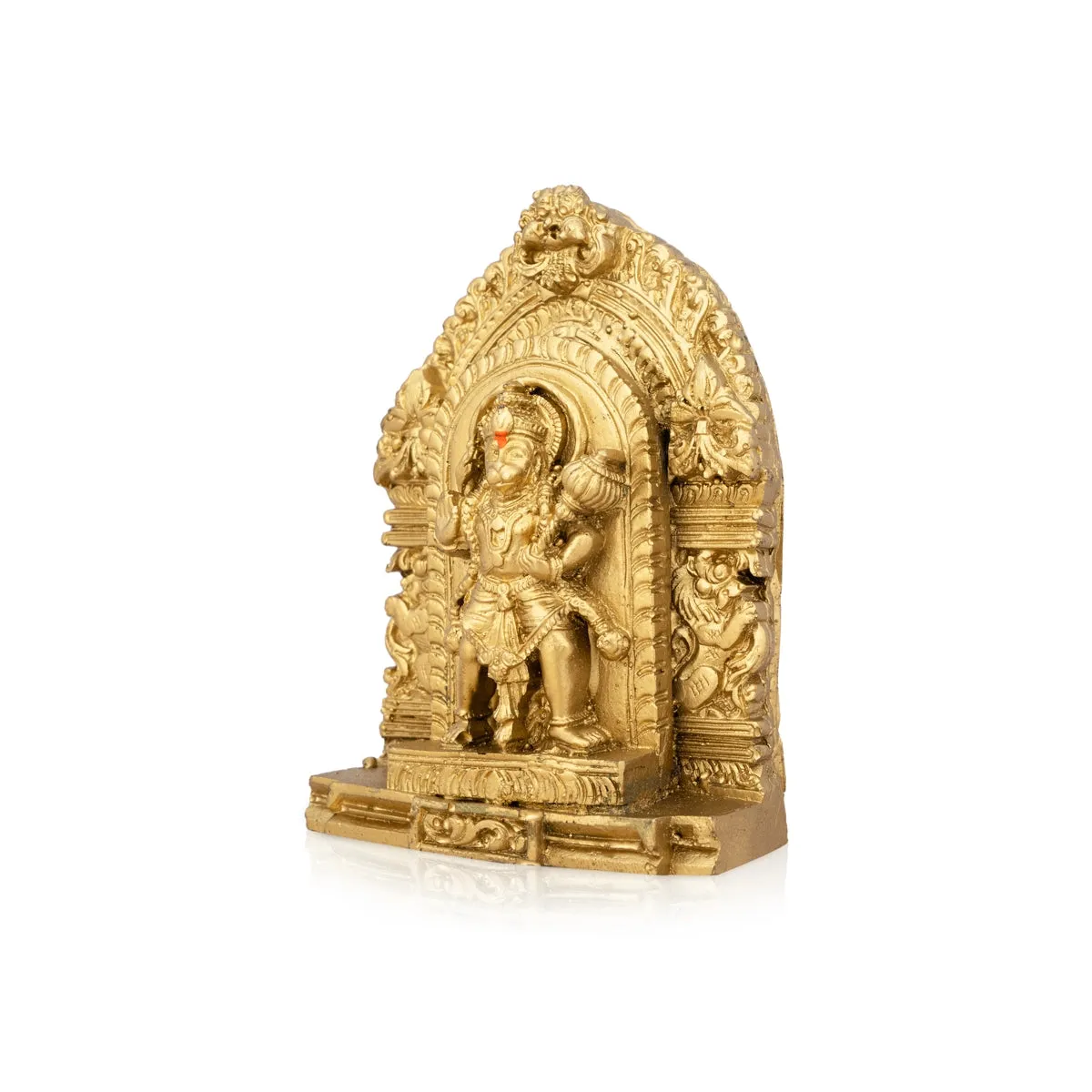 Anjaneya Statue With Arch - 4.5 x 3.25 Inches | Resin Statue/ Gold Polish Hanuman Statue for Pooja/ 218 Gms