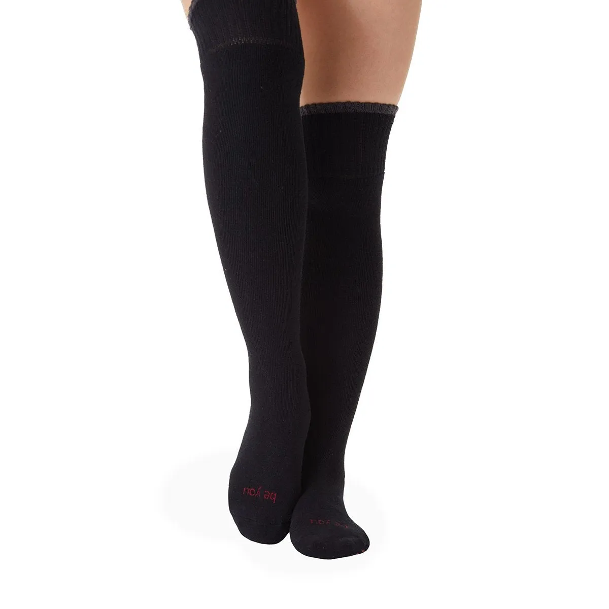 Be You Knee High Grip Socks - Black Cranberry Charcoal  (Barre / Pilates)