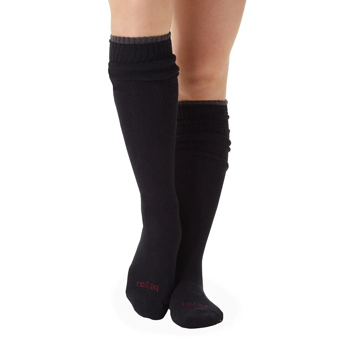 Be You Knee High Grip Socks - Black Cranberry Charcoal  (Barre / Pilates)