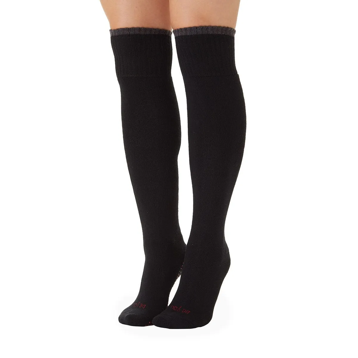 Be You Knee High Grip Socks - Black Cranberry Charcoal  (Barre / Pilates)