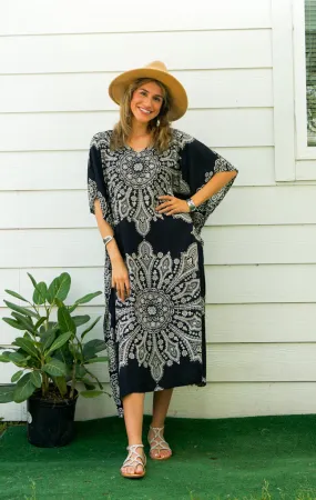 Black Butterfly Mandala Kaftan