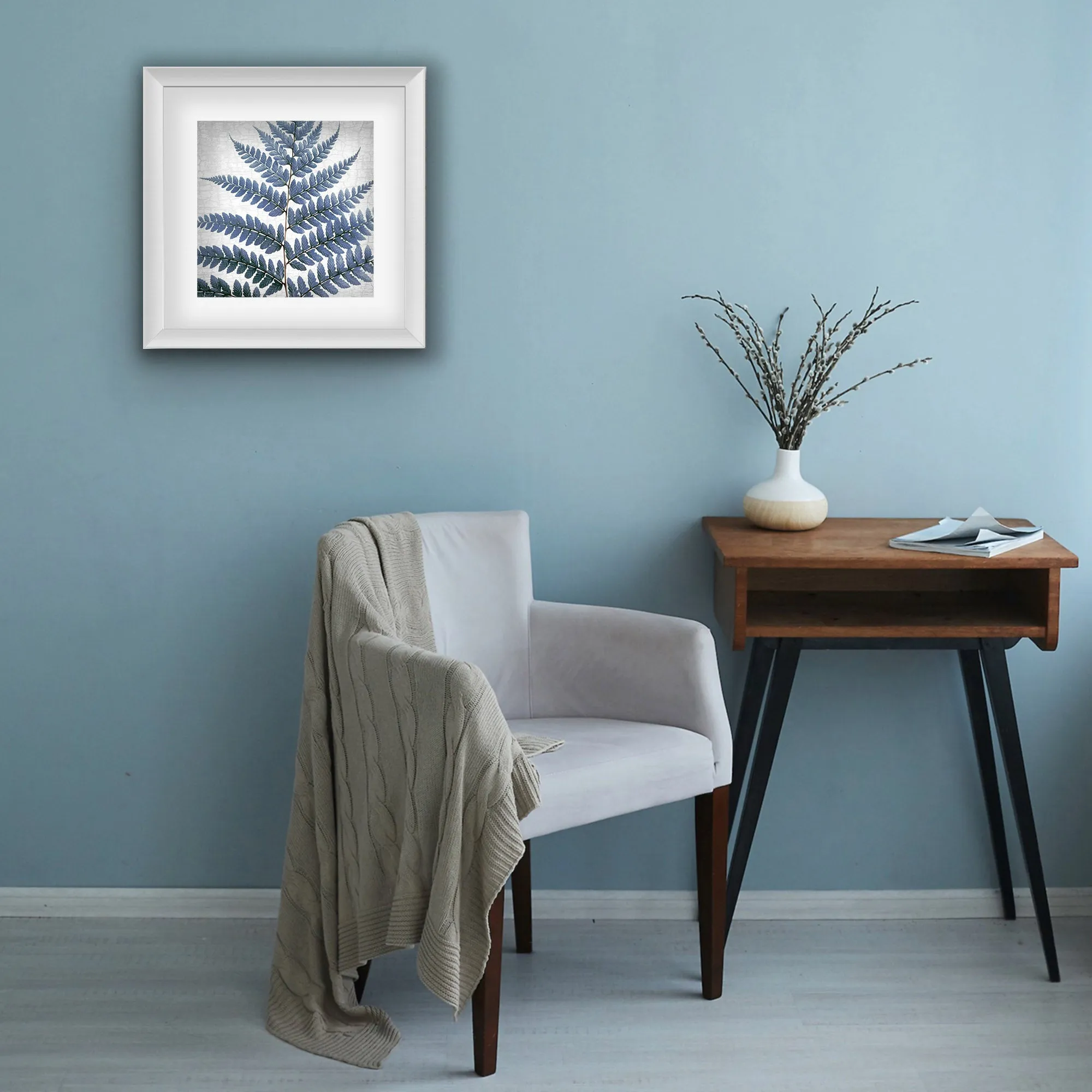 BLUE LADY FERN - Fine Art Print, Botanical Blueprint