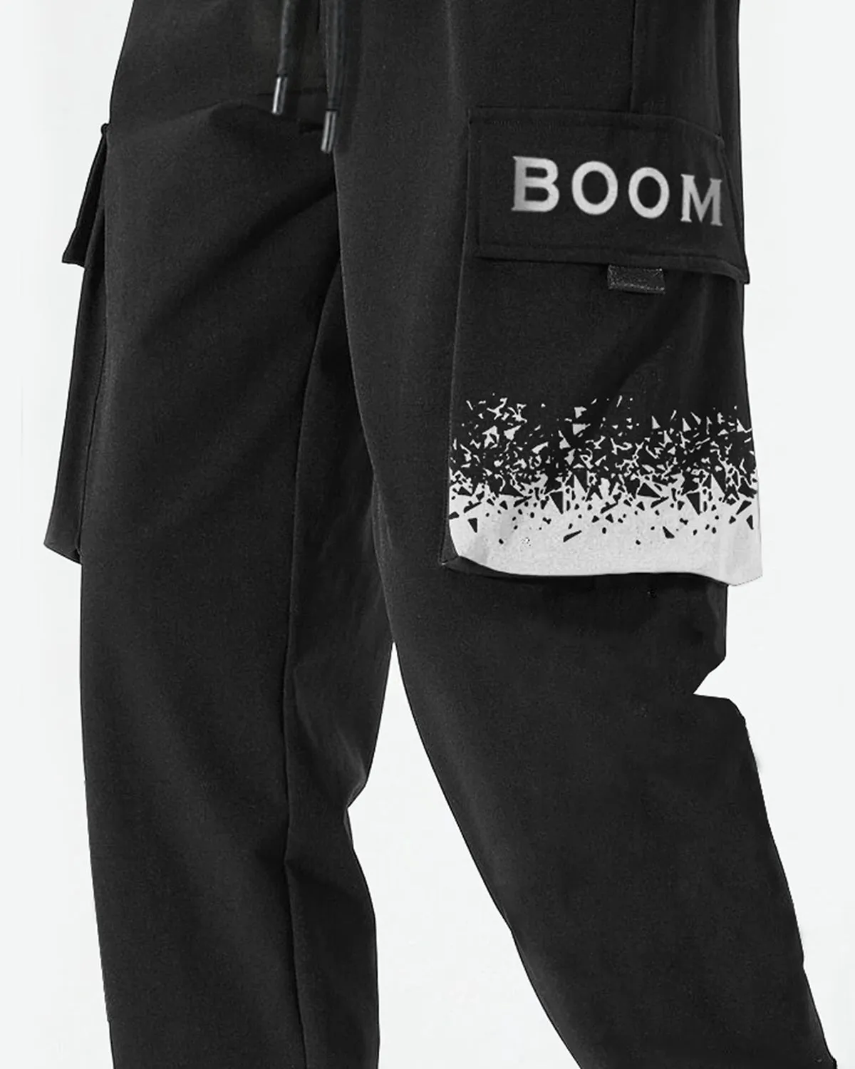 BOOM Word Black Cargo Pant For Men