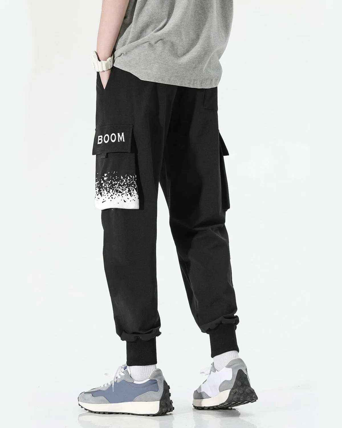 BOOM Word Black Cargo Pant For Men