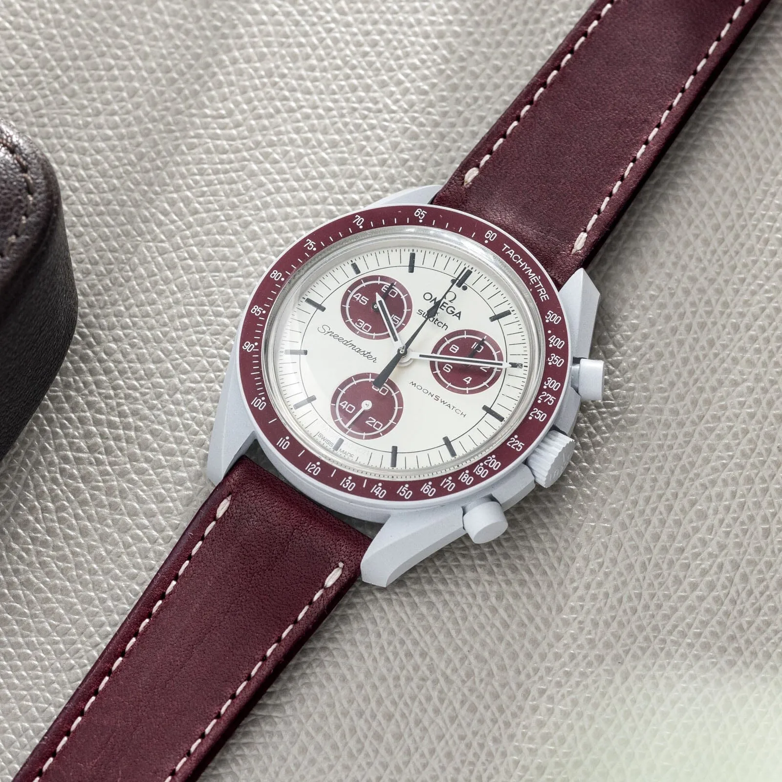 Burgundy Red Leather Watch Strap