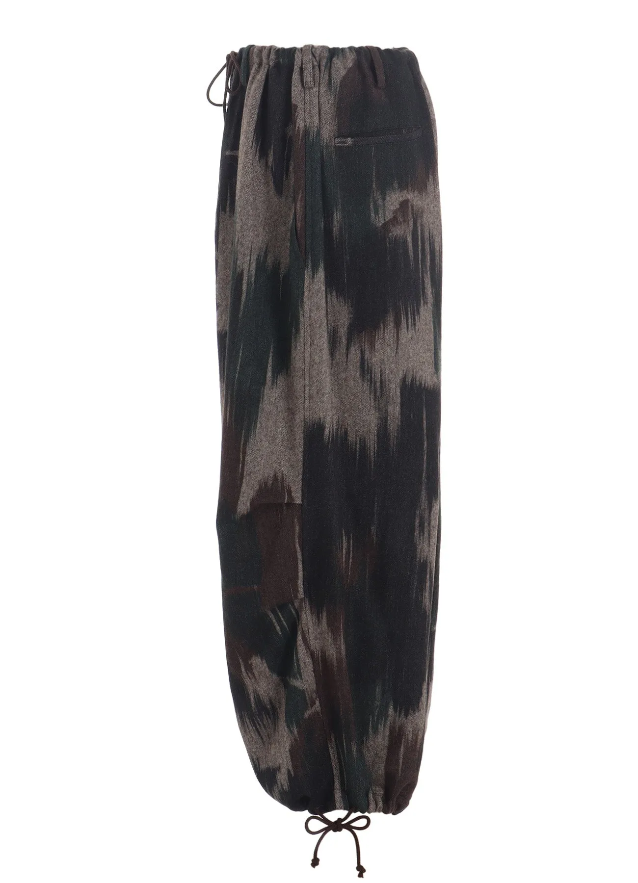 CAMOUFLAGE TWEED KNEE TUCK WIDE PANTS