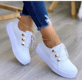 Casual Lace-Up Rivet Flats Women's Sneakers