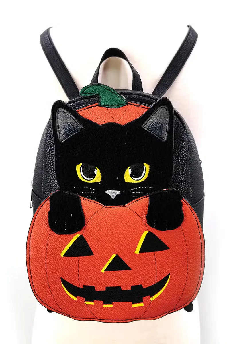 Cat and Pumpkin Mini Backpack