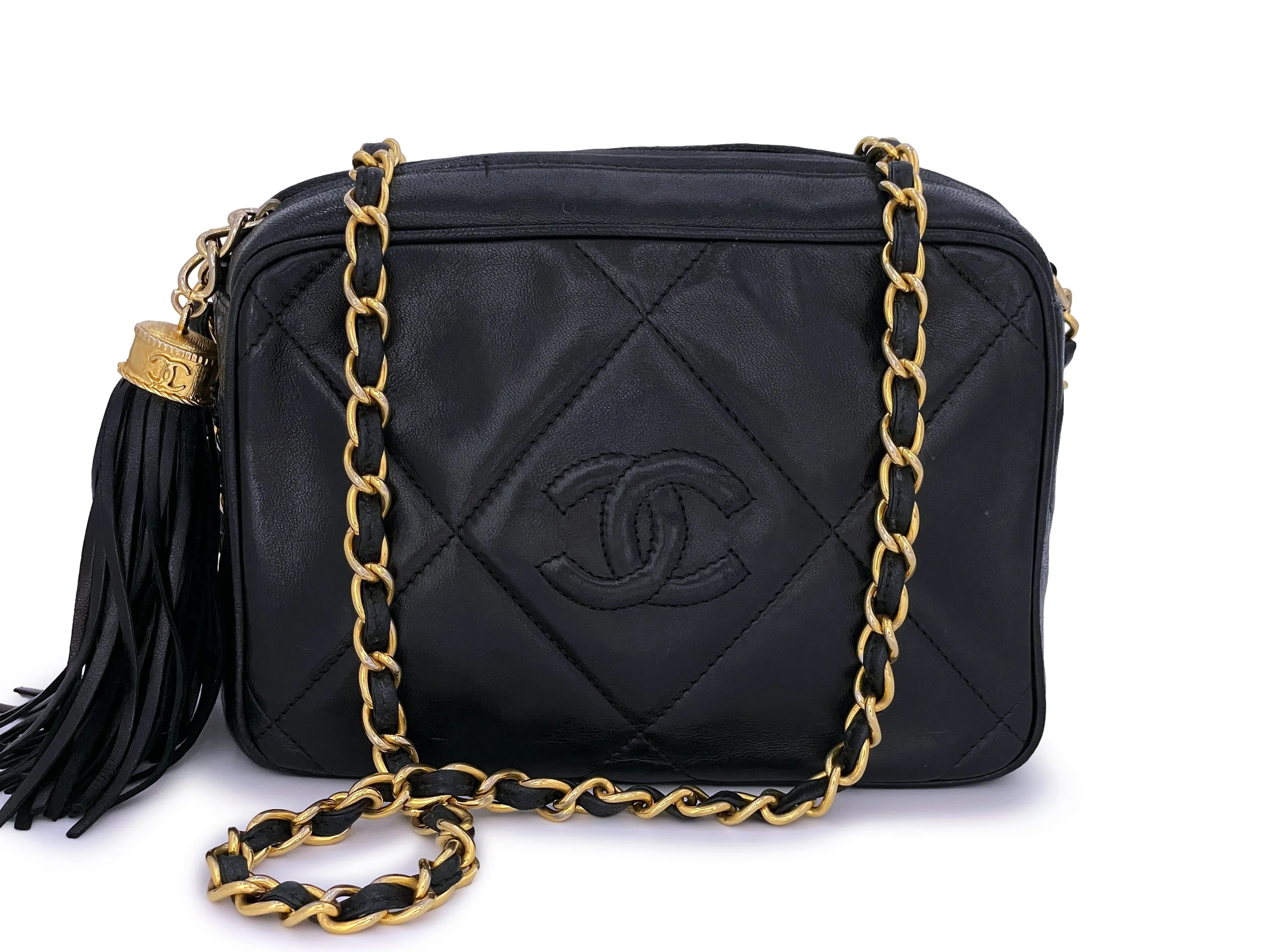 Chanel 1986 Vintage Black Mini Camera Case Bag 24k GHW