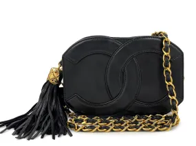 Chanel 1990 Vintage Black Mini Convertible Shoulder Bag 24k GHW