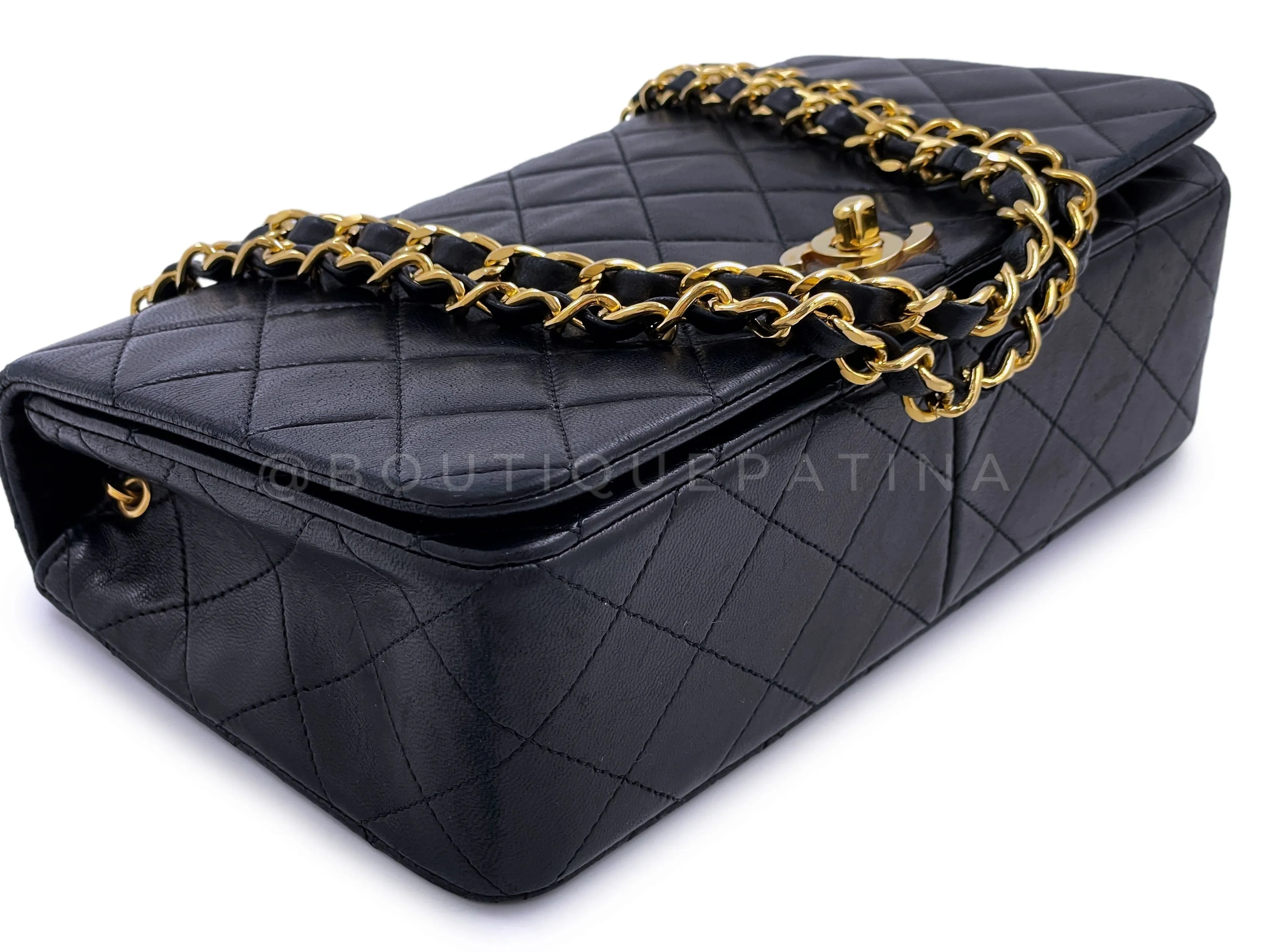 Chanel 1991 Vintage Black Medium Full Flap Bag 24k GHW Lambskin