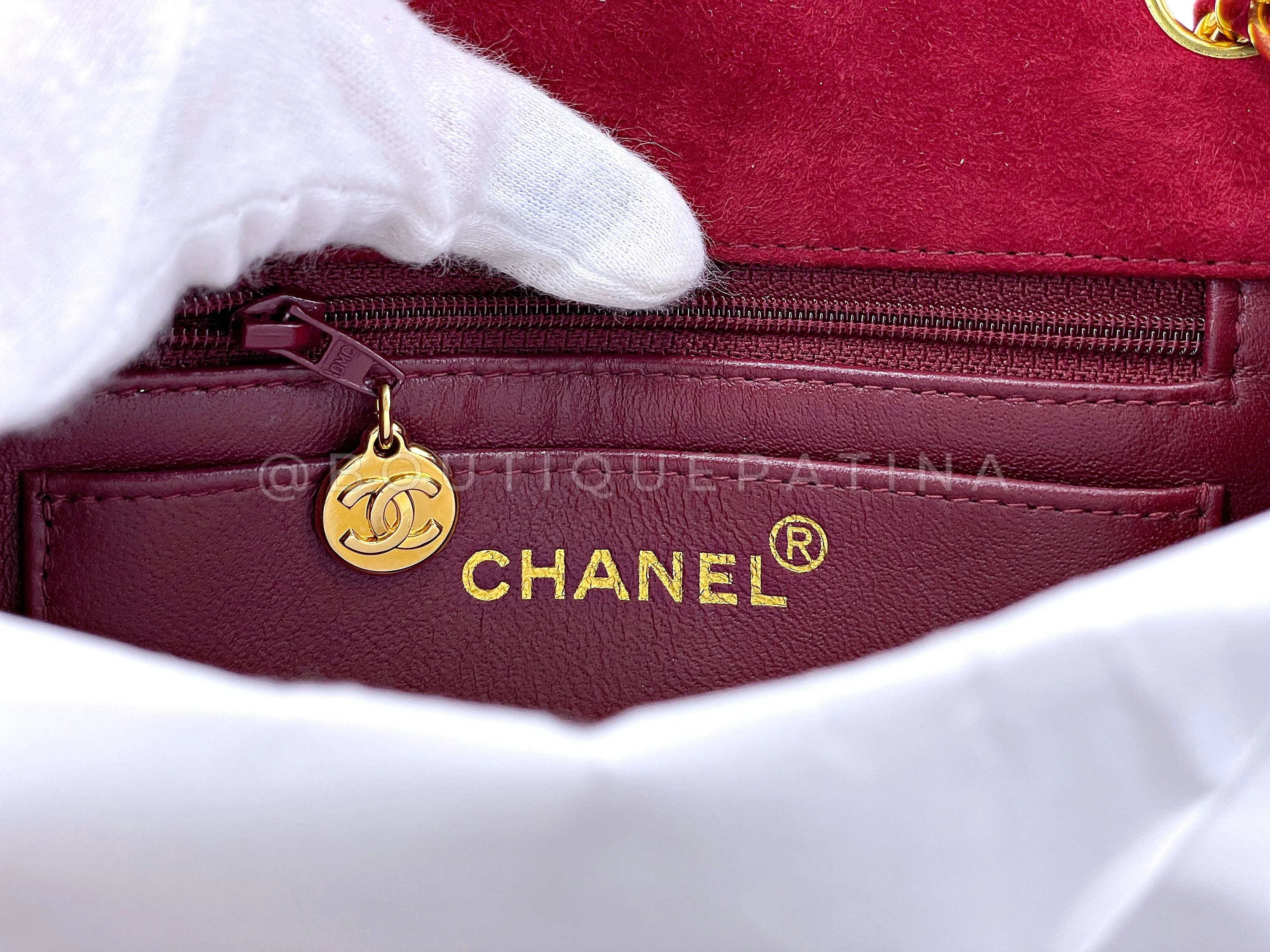 Chanel 1998 Vintage Red Suede Square Mini Flap Bag 24k GHW