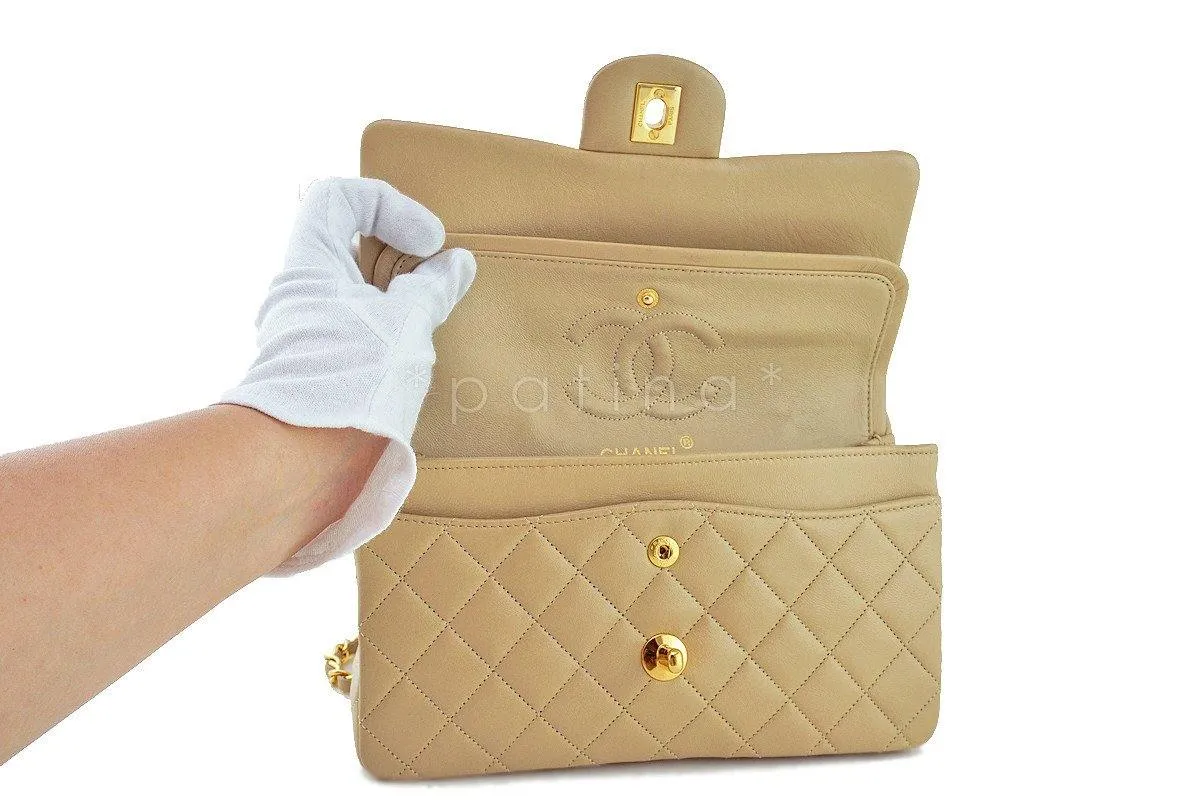 Chanel Beige Lambskin Medium-Small Classic 2.55 Double Flap Bag