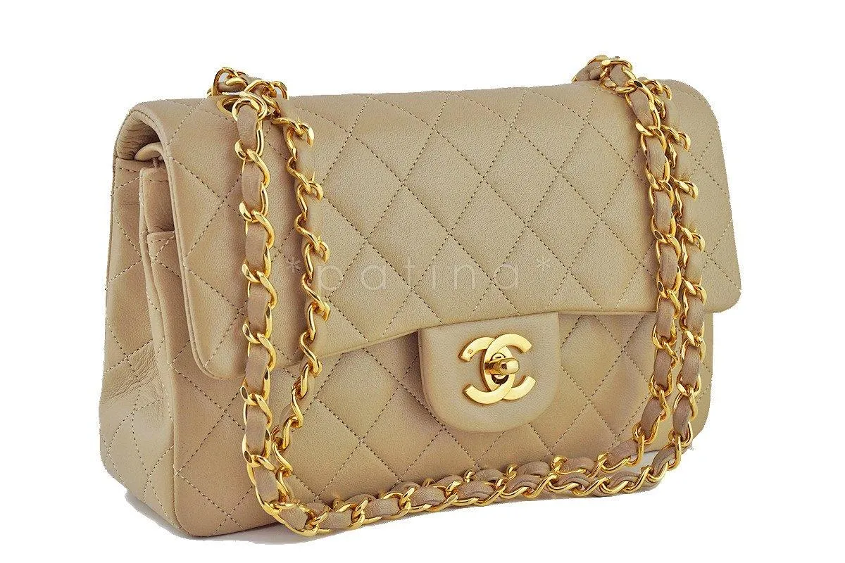 Chanel Beige Lambskin Medium-Small Classic 2.55 Double Flap Bag