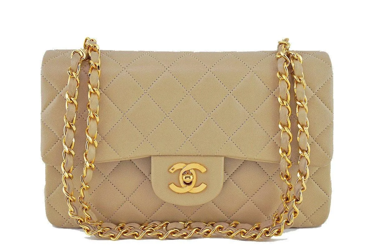 Chanel Beige Lambskin Medium-Small Classic 2.55 Double Flap Bag