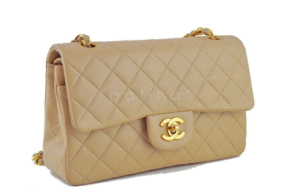 Chanel Beige Lambskin Medium-Small Classic 2.55 Double Flap Bag