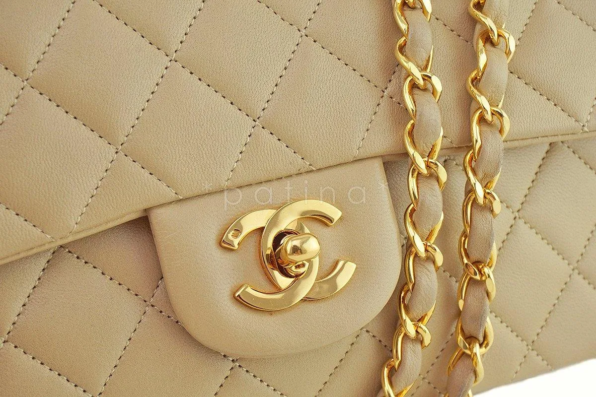 Chanel Beige Lambskin Medium-Small Classic 2.55 Double Flap Bag