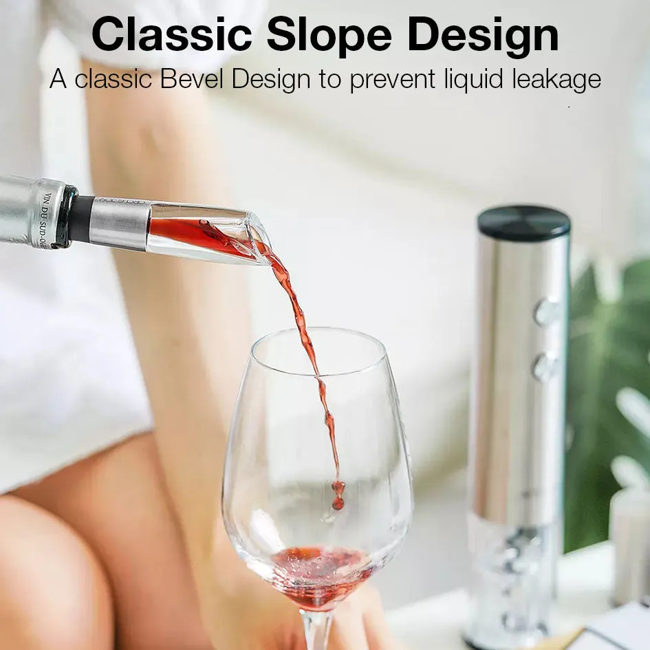 Circle Joy 4 in 1 Automatic Wine Opener Set Gift Package Red Wine Bottle Stopper Stainless Steel Wine Pourer Decanter