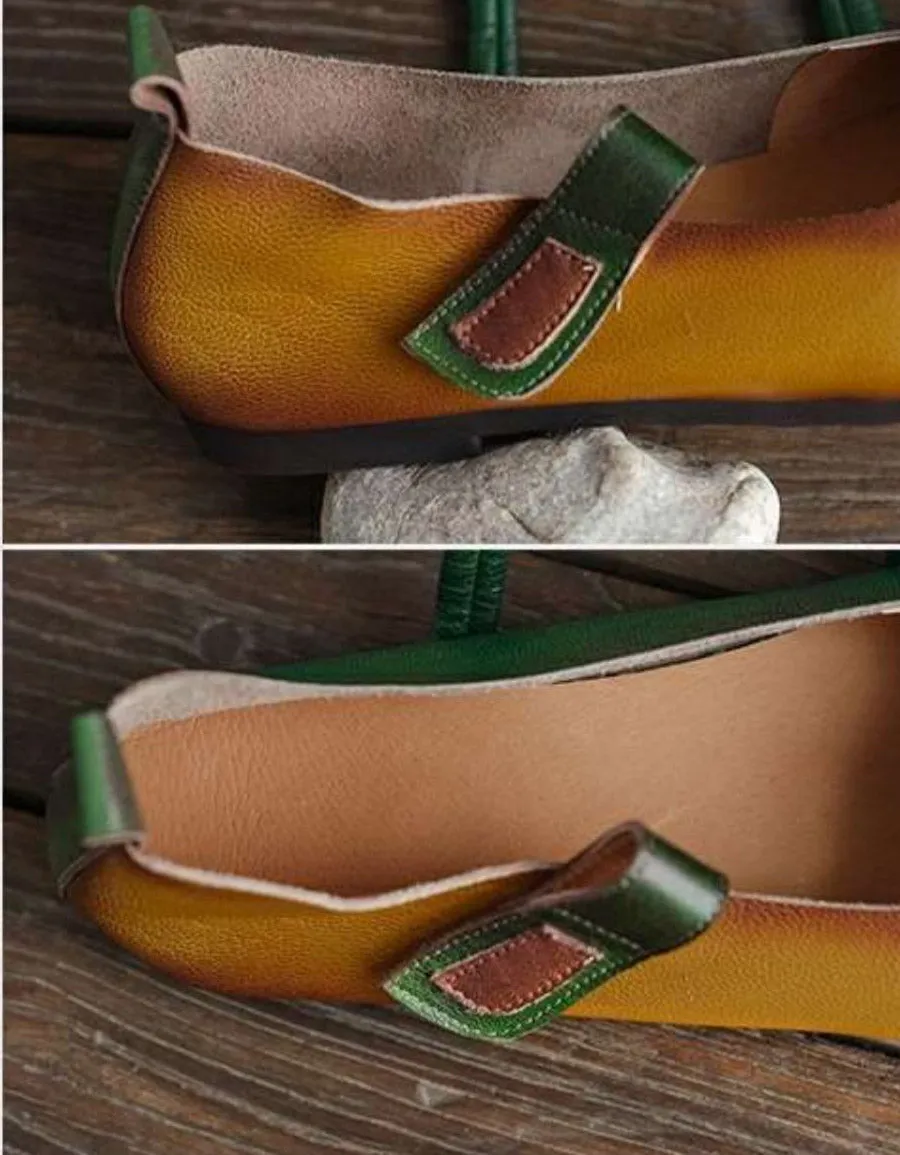 Color Matching Comfortable Strap Retro Flat Shoes