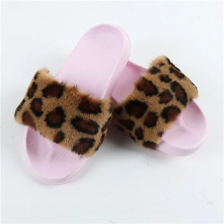 Fashion trend plush faux fur breathable luxury high quality fur slides slippers women