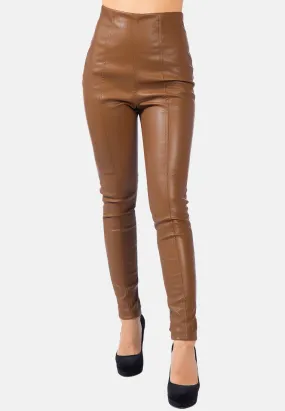 Faux Leather Stitch Detail High Waist Leggings