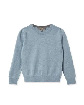 Girls Round Neck Cashmere Jumper Heather Blue