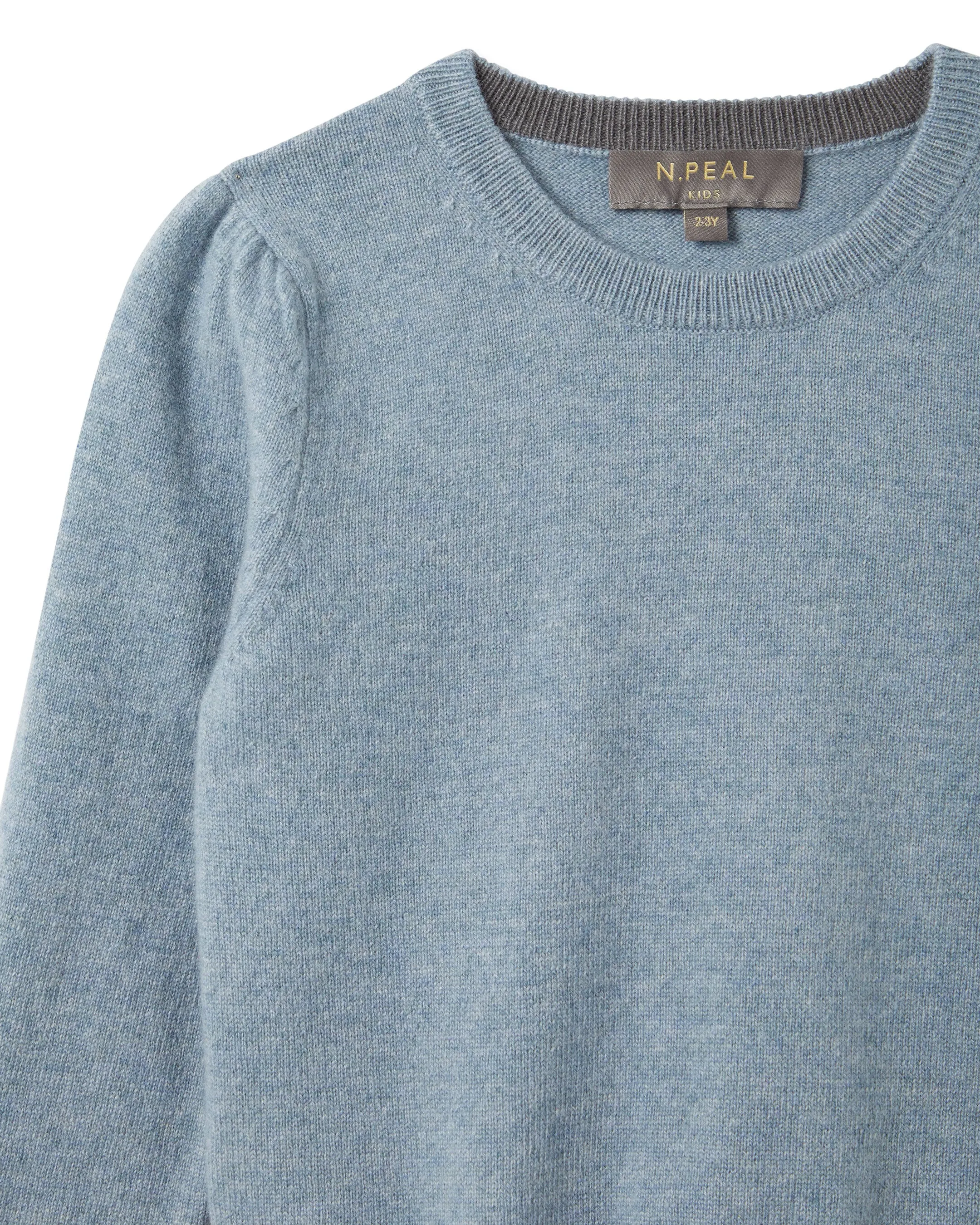 Girls Round Neck Cashmere Jumper Heather Blue