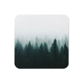 Gloss Coated Cork Backed Coaster - Moody Forest