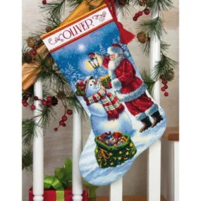 HOLIDAY GLOW STOCKING, Counted Cross Stitch Kit, 18 count white Aida, long 16" (41 cm) , DIMENSIONS (70-08952)