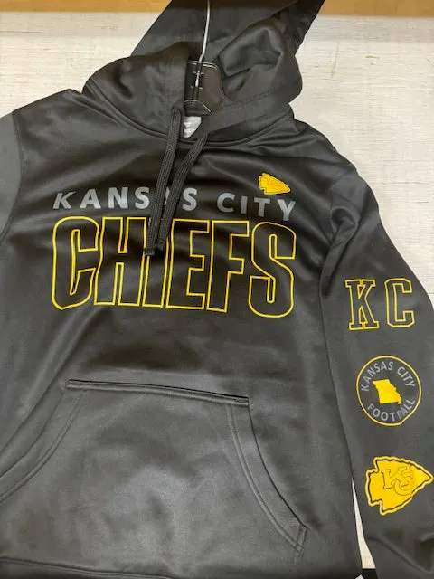 Kansas City Chiefs Fanatics Black/Gold TRENCHED Pullover Hoodie - FANATICS