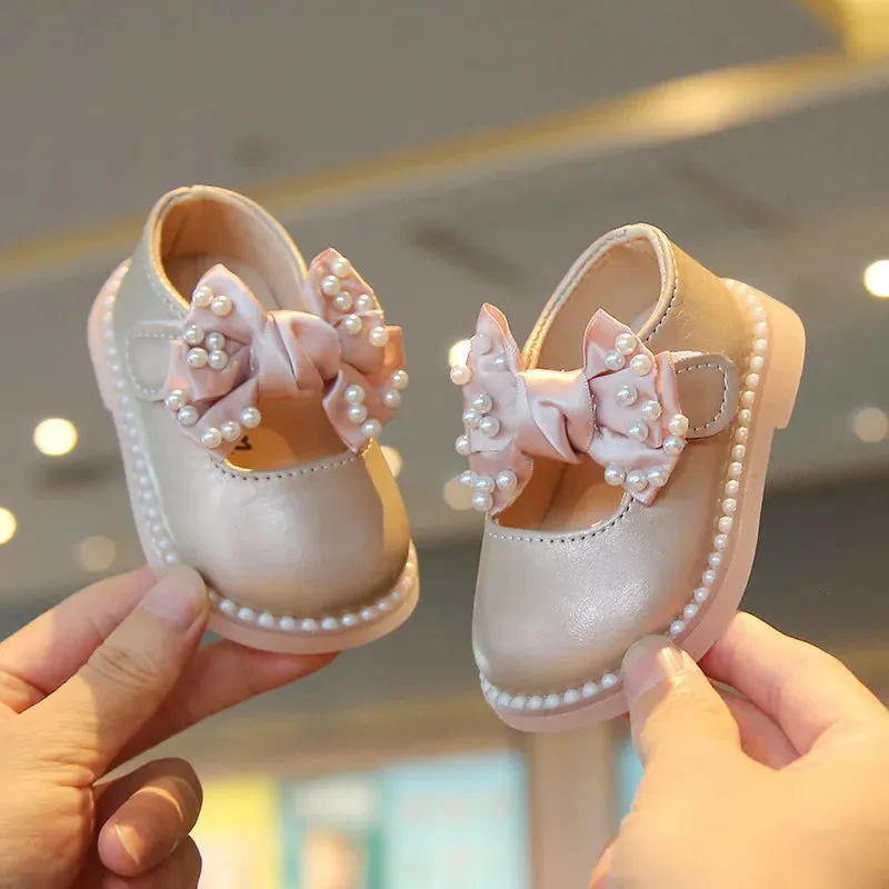 Kid's Girl PU Round Toe Buckle Strap Closure Rhinestone Shoes