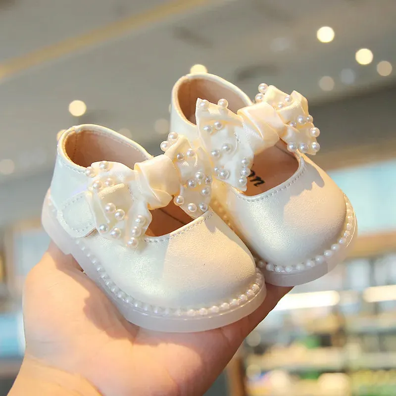 Kid's Girl PU Round Toe Buckle Strap Closure Rhinestone Shoes