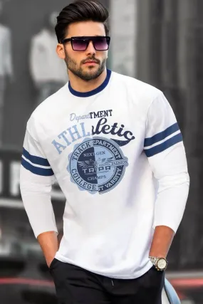 Men Printed Round Neck Cotton Blend White T-Shirt