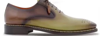 Mezlan Burnished Calfskin Lace-Up Oxford Olive/Brown