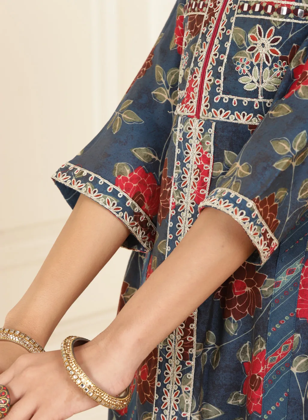 Midnight Blue Floral Printed Kurta Set