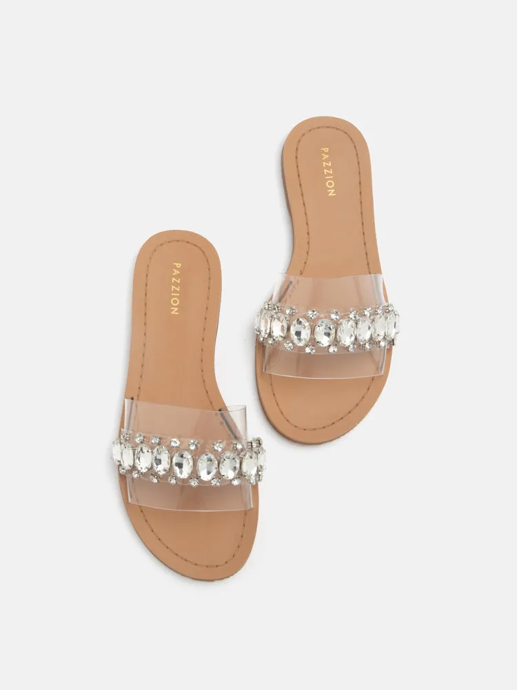 Naomi Crystal Embellished Clear Strap Sandals