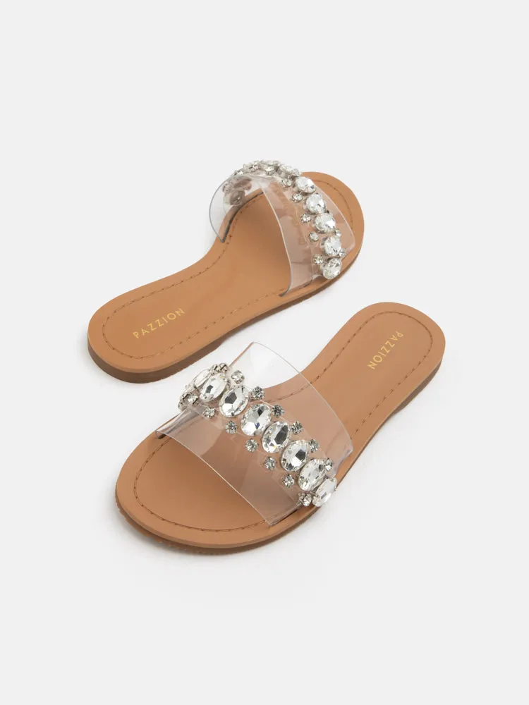 Naomi Crystal Embellished Clear Strap Sandals