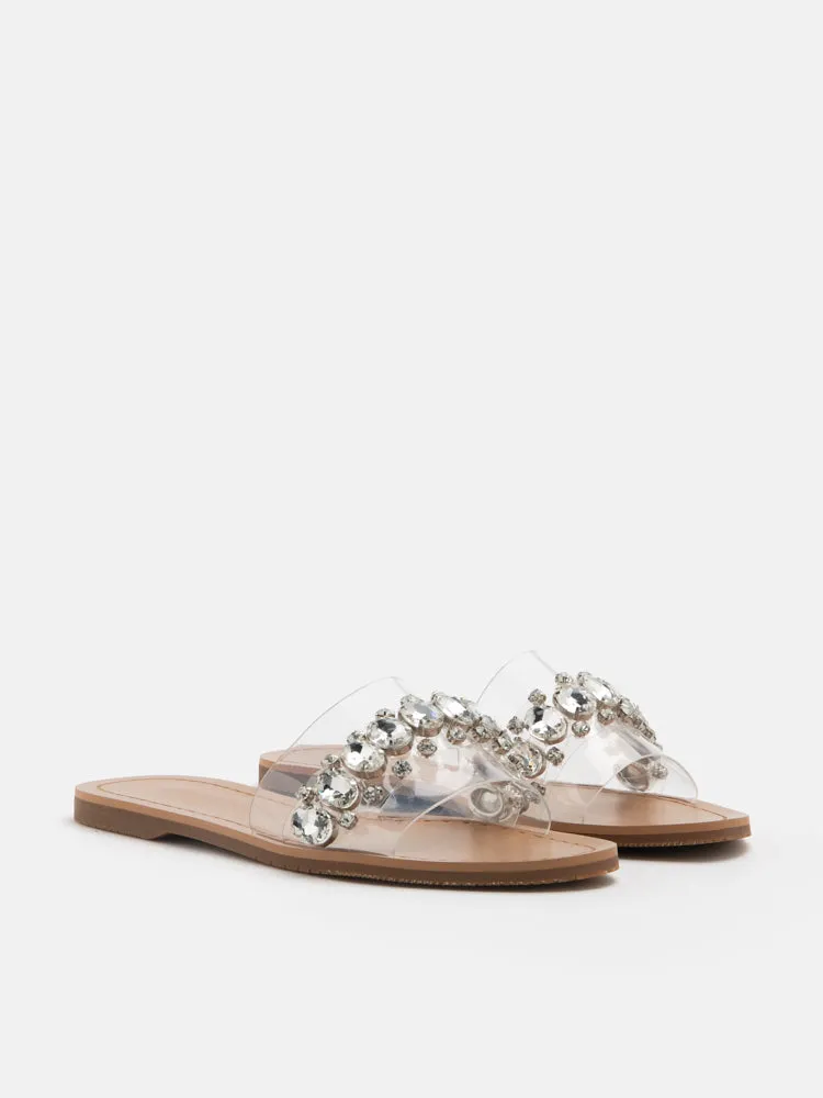 Naomi Crystal Embellished Clear Strap Sandals