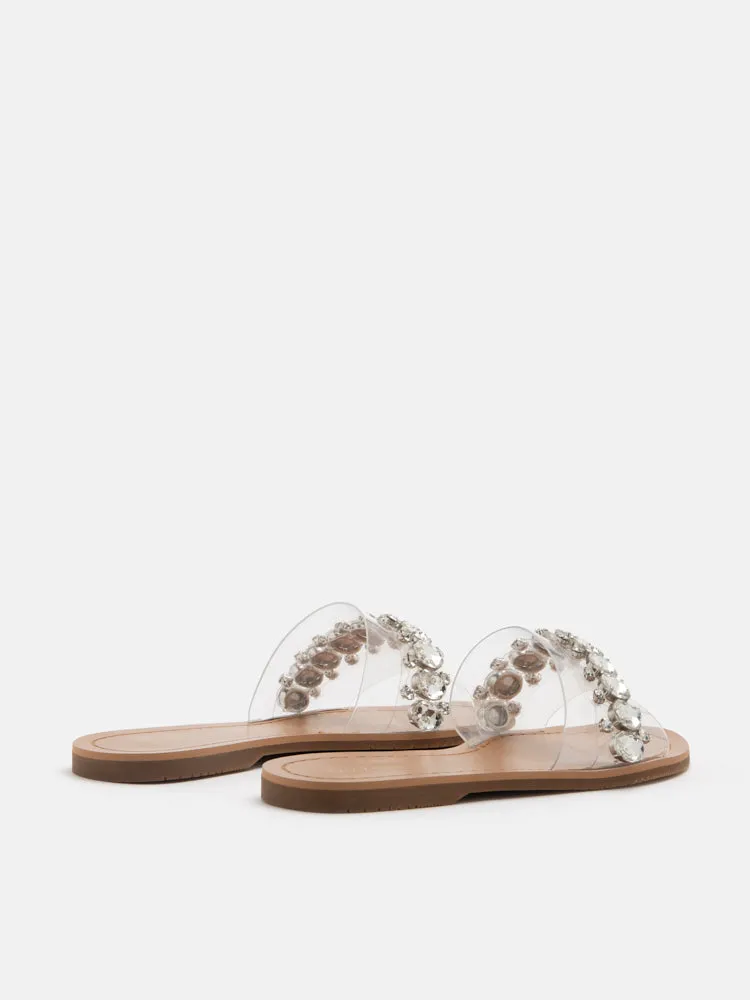 Naomi Crystal Embellished Clear Strap Sandals