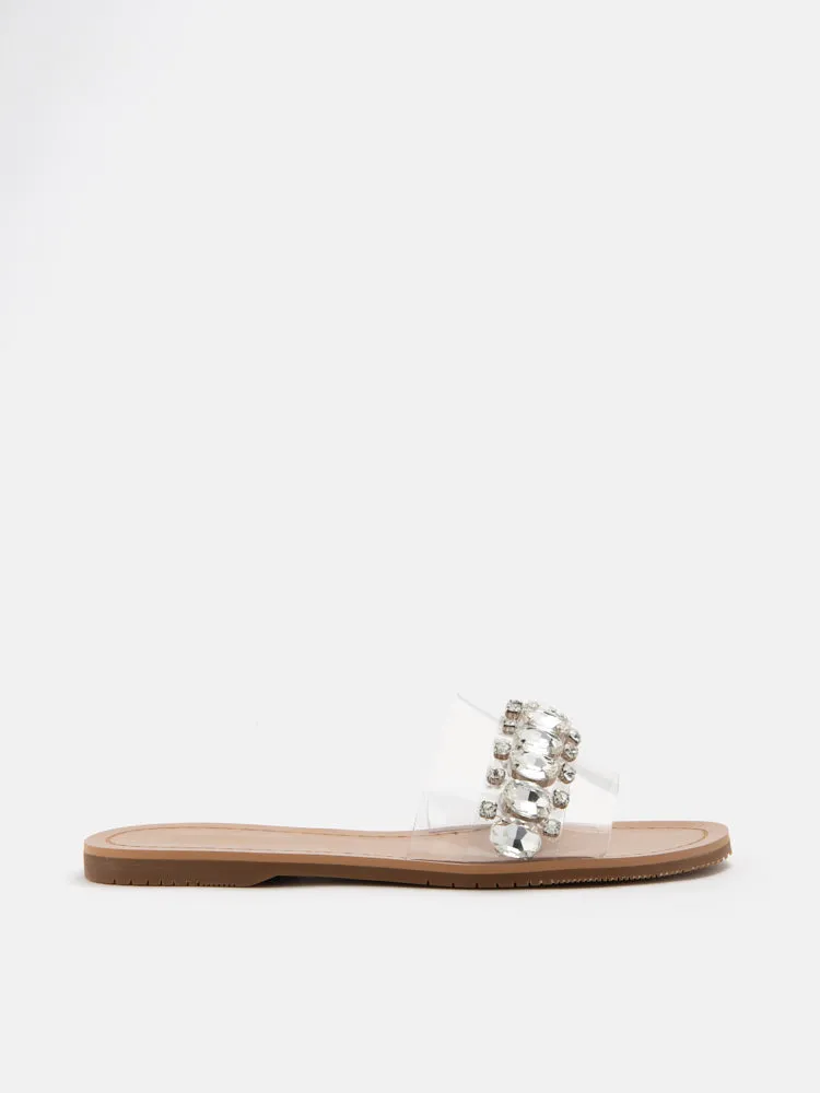 Naomi Crystal Embellished Clear Strap Sandals