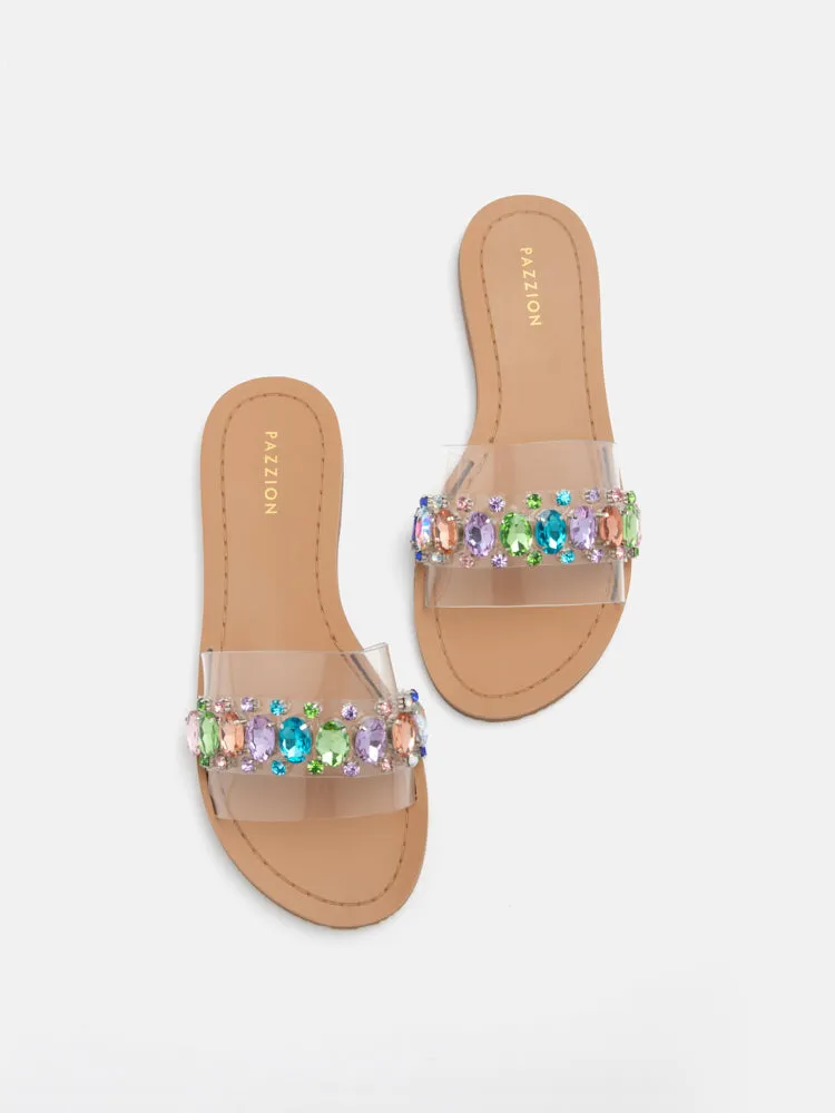 Naomi Crystal Embellished Clear Strap Sandals